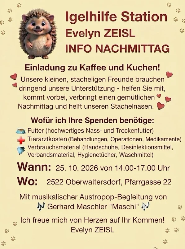 Ein Plakat mit Text und einem Igel
