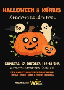 Ein Plakat mit Kürbissen und Geistern