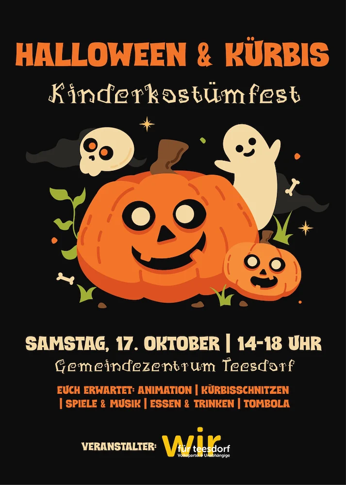 Ein Plakat mit Kürbissen und Geistern